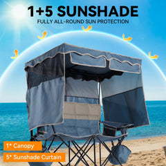 Huskfirm double beach chair cup holder and cooler keeps drinks handy.