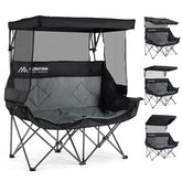 Huskfirm double camping chair canopy setup providing adjustable shade for sun-heavy days
