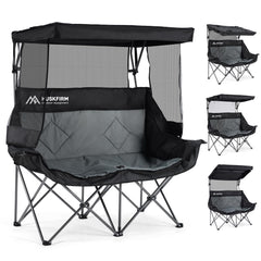Huskfirm double camping chair canopy setup providing adjustable shade for sun-heavy days