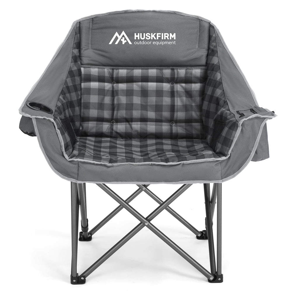 Huskfirm oversized camping chair frame showcases a sturdy steel build for durable outdoor seating.