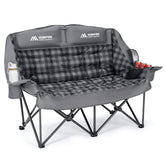 Huskfirm padded double camping chair high back supports neck comfort during long outdoor sessions.
