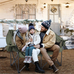 Huskfirm two-person-loveseat-outdoor-couch provides extra room for family camping and relaxed chats.