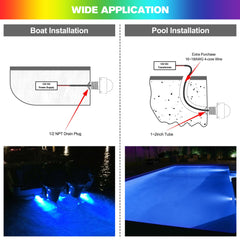 Blue underwater drain light displaying a 60-degree beam angle