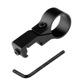 HWZ offset ring side mount on 7/8-inch Picatinny rail secures a 1-inch flashlight.