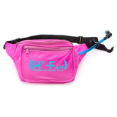 HY-FAN hydration waist pack pink buckle for hands-free outdoor use.
