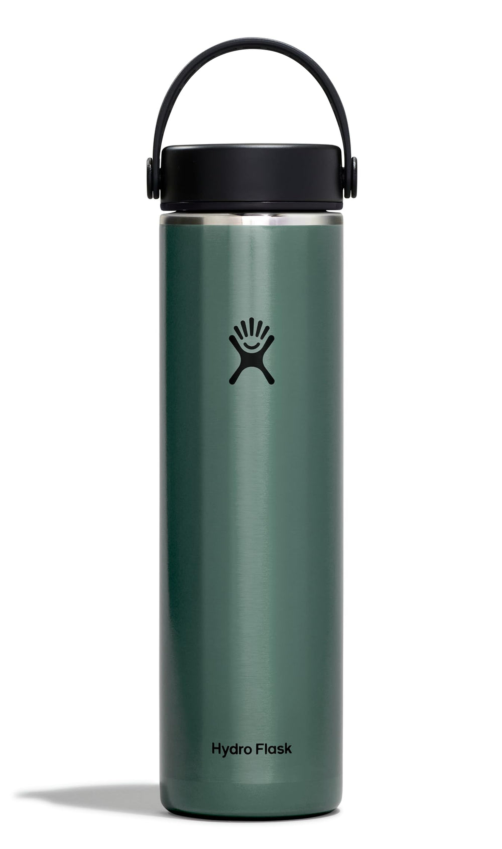 Hydro Flask 24oz lightweight trail wide-mouth open for quick fills during hikes.