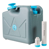 HydroBlu pressurized Jerry Can Water Filter front view showing portable camping-ready design