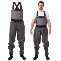 Front view of Hydroleap breathable waterproof chest waders with stockingfoot in XXL