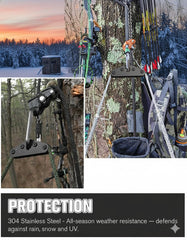 HYG CO in-use image shows tool-free clip-on installation near the carabiner