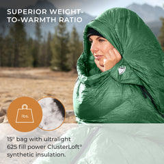 Hyke & Byke Katahdin 625FP ClusterLoft insulation provides warm performance with lightweight packing.