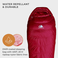 Hyke & Byke Shavano 32F DWR fabric close-up highlighting water-repellent shell for damp nights.