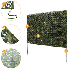 HYOUT camo netting hanging mesh conveys easy setup and staking for quick cover