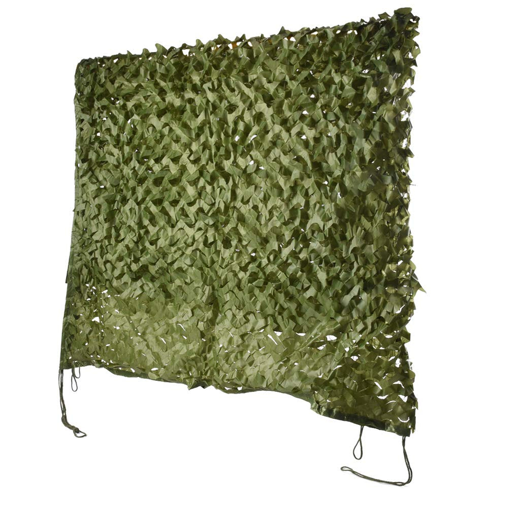 HYOUT camouflage netting hung for quick installation and concealment in outdoor settings.