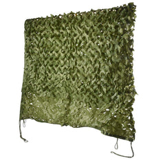 HYOUT camouflage netting hung for quick installation and concealment in outdoor settings.