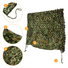 HYOUT camo netting draped over gear for field privacy and wind protection.
