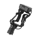 Hyuduo headlamp front view showing powerful 90000 lm beam for outdoor visibility.