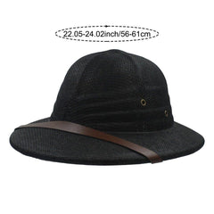 HZZSBU straw pith helmet side view featuring classic boater style