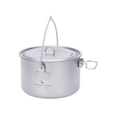 iBasingo 1300ml titanium pot with lid, lightweight for solo camping meals.