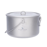 iBasingo 1950ml titanium pot with lid for ultralight outdoor cooking.