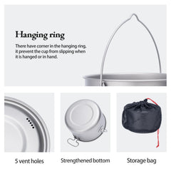 iBasingo 2900ml titanium pot with lid, great for family-style camping meals.