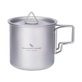 iBasingo 350ml titanium cup with lid for spill-resistant outdoor use.