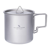 iBasingo 500ml titanium cup with lid, ideal for outdoor tea and coffee on the go.