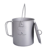 iBasingo 750ml titanium cup with lid for outdoor coffee on the trail