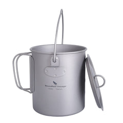 iBasingo 750ml titanium cup with lid for outdoor coffee on the trail