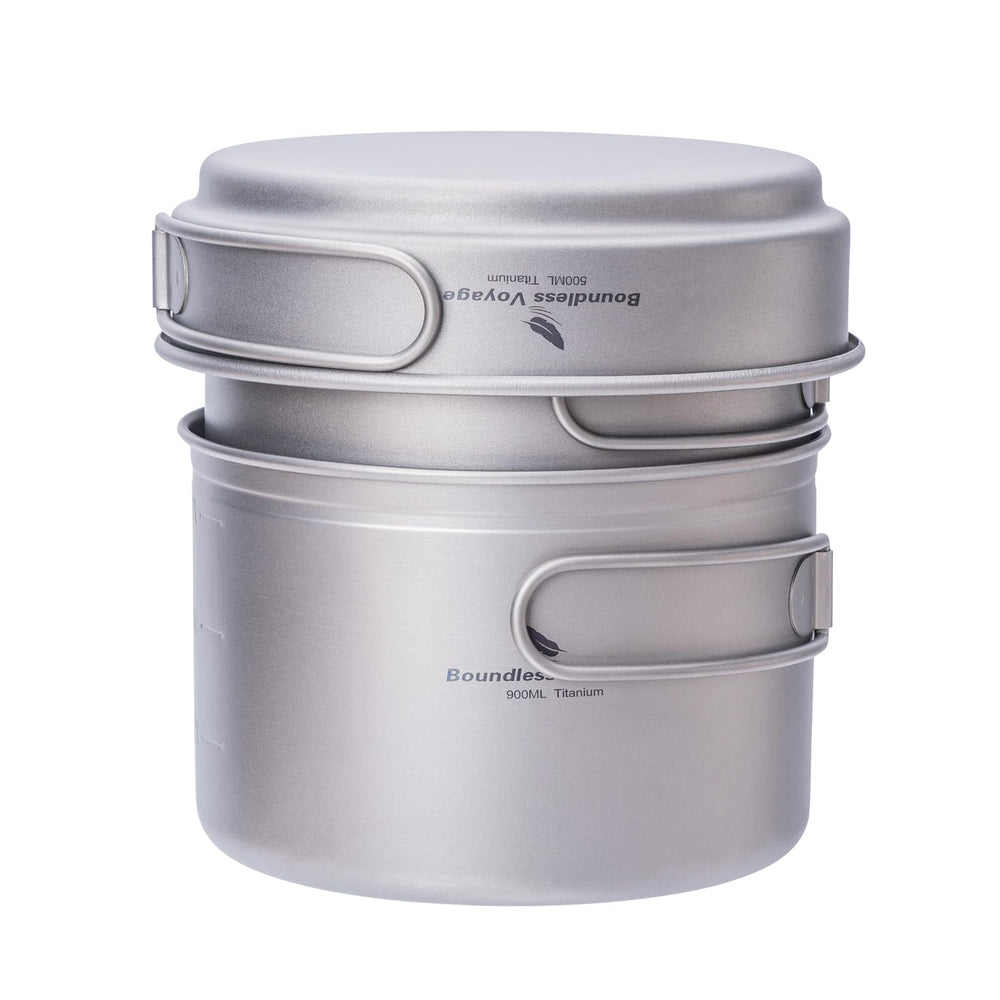 iBasingo titanium 3in1 cookware assembly for compact outdoor packing.