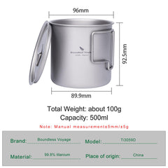 iBasingo titanium mug with foldable handle for easy packing.