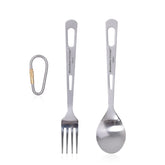 iBasingo titanium cutlery compact fork and spoon for travel and camping