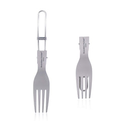 iBasingo titanium fork with folding handle in compact form, perfect for camping and travel