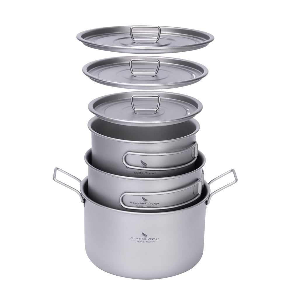 iBasingo titanium pots 1.2L for lightweight backpacking meals