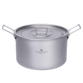 iBasingo titanium soup pot with lid, compact camp cookware for backpacking meals.