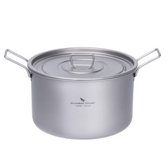 iBasingo titanium soup pot with lid, compact camp cookware for backpacking meals.