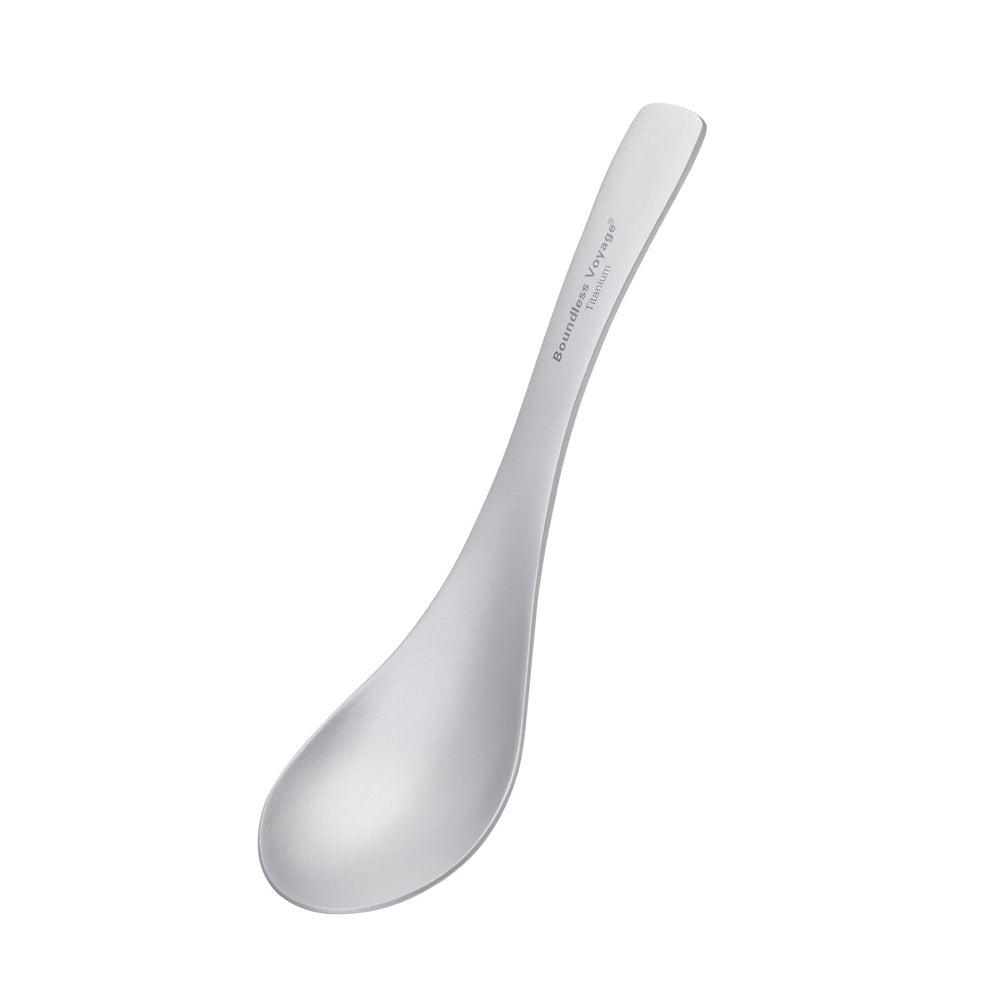 iBasingo titanium spoon with big bowl, ideal for camping soups and stews