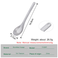 iBasingo titanium spoon with deep bowl helps scoop generous portions during camping meals.