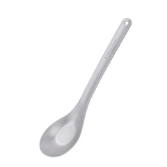iBasingo titanium spoon with long handle reaches into pots for safe, mess-free meals.