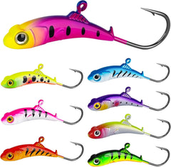 Ice fishing jig set 1/5oz – lifelike fish design with red pattern