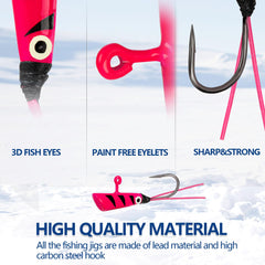 20-piece Ice Fishing Jigs kit with dancing rubber skirt - Style 3