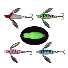 Glittery ice fishing jig color 1 with treble hook