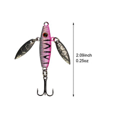 Glittery ice fishing jig color 2 with treble hook