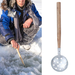 Ice scooper with holes to drain water for quick cleanup