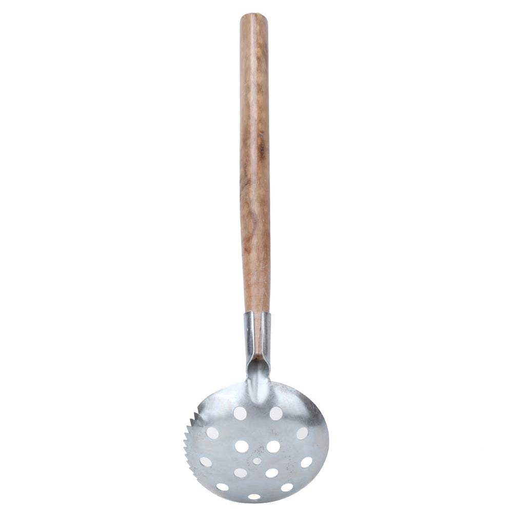 2pcs ice scooper with wooden non-slip handle and 13.4in metal scoop