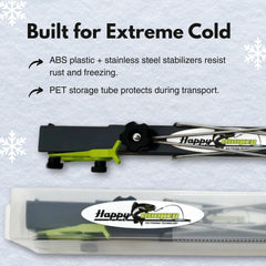 Stainless steel stabilizers on rugged ABS ice fishing holder