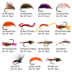 Waterproof fly box opened showing organized flies