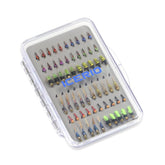 ICERIO 60 piece fly fishing flies kit in clear compact box - pattern set includes dry and wet flies