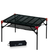 iClimb Extendable Folding Table XL Black assembled for versatile outdoor dining setups.