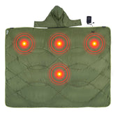 iClimb heated blanket with hood detached showing versatile outdoor warmth
