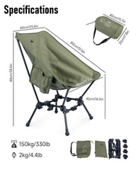 iClimb chair in high mode offers tall, comfortable outdoor posture